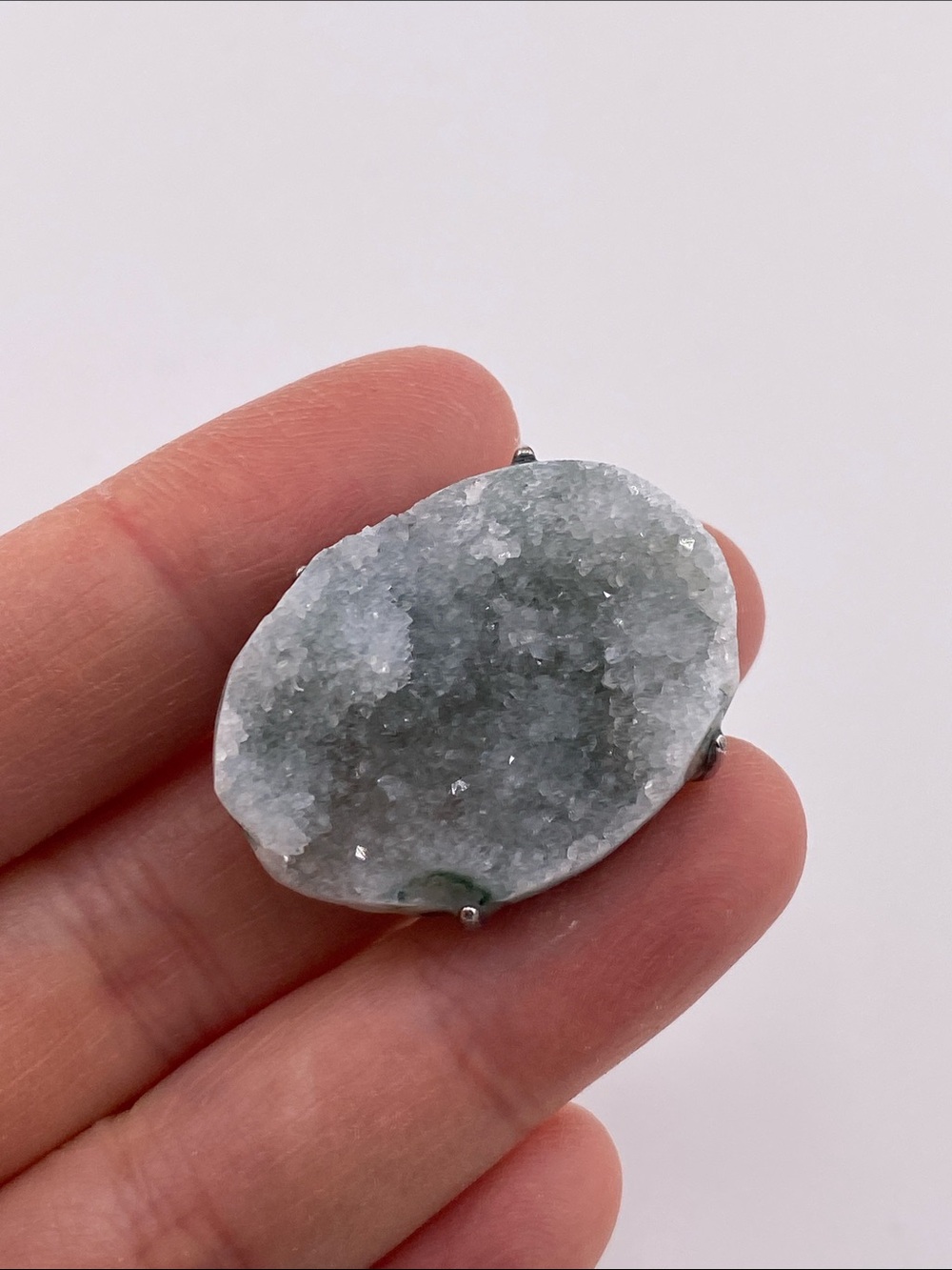 Apophyllite Druzy Ring • Raw Crystal Cluster • Adjustable Silver Statement Ring